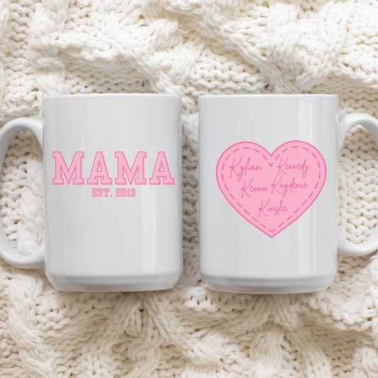 PERSONALIZED HEART MAMA MUG