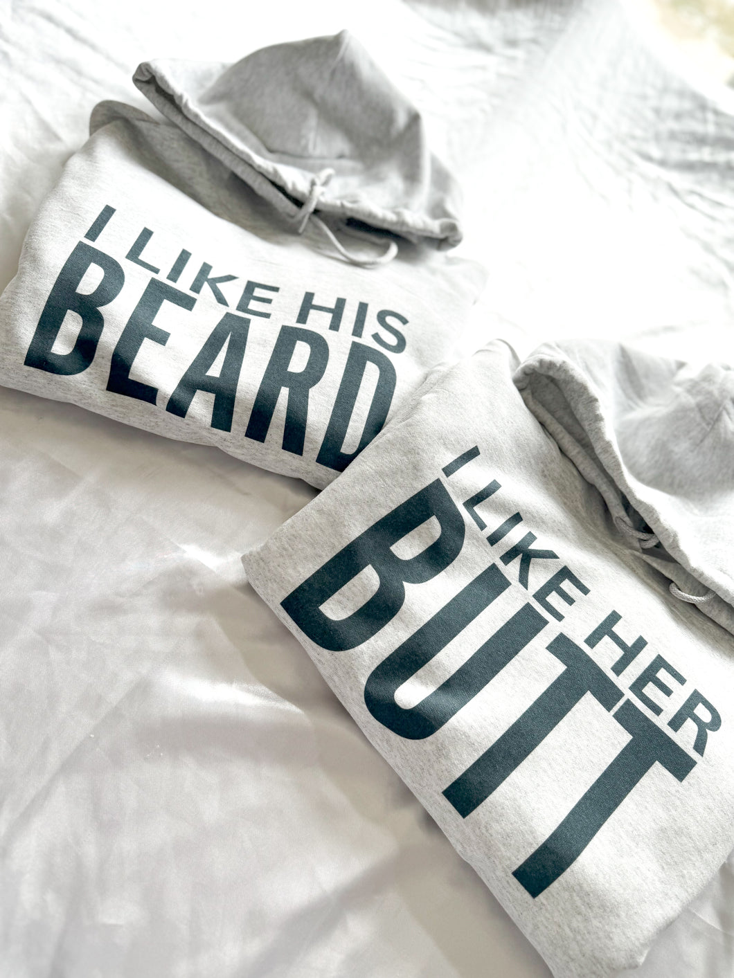 I LIKE HER BUTT/HIS BEARD COUPLES HOODIE