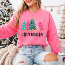 Load image into Gallery viewer, PINK HAPPY HOLIDAYS CREW