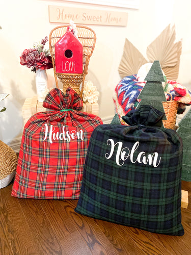 PLAID SANTA SACKS