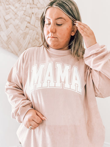 DISTRESSED MAMA CORDED CREW