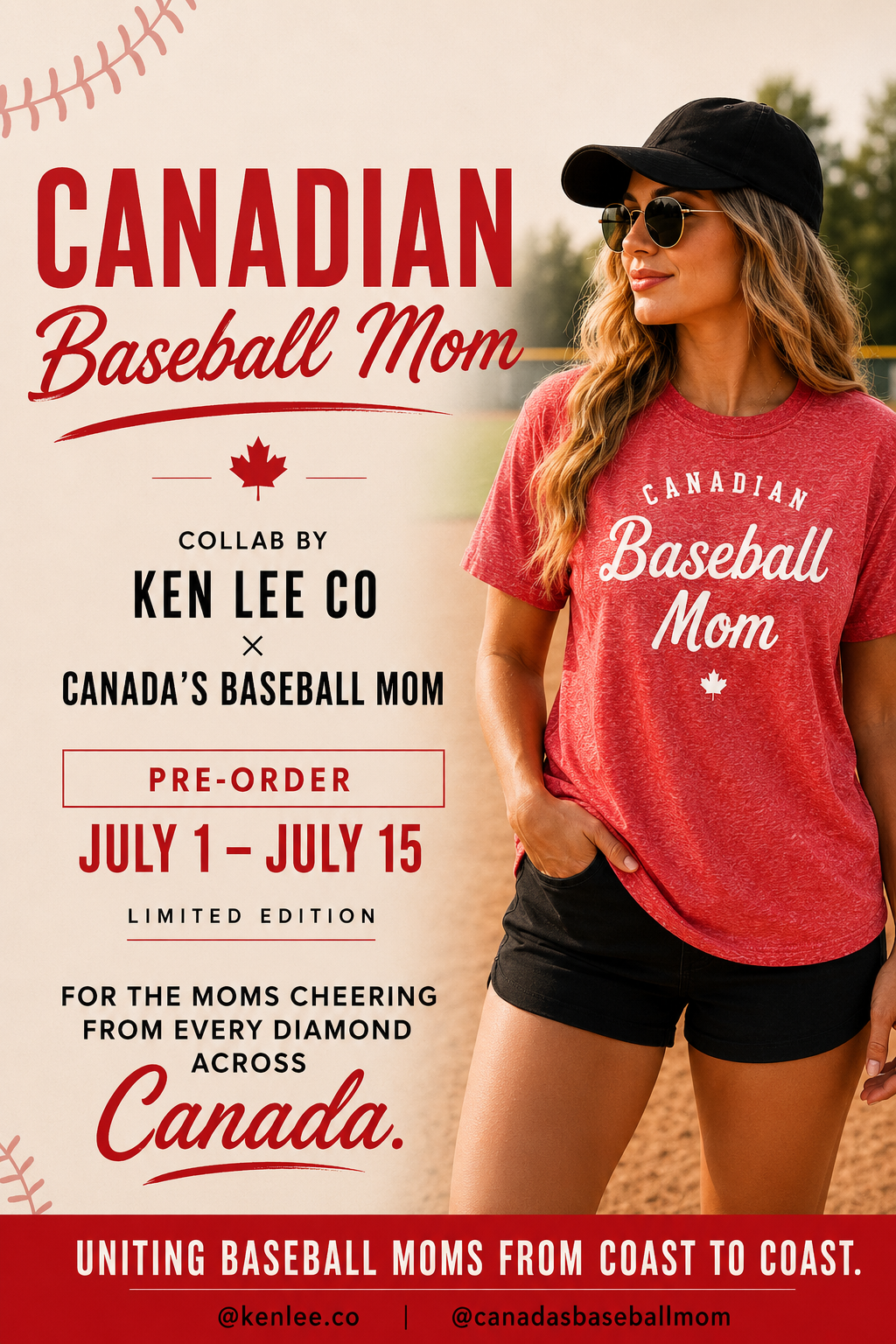 CANADIAN BASEBALL MOM TEE  COLLAB