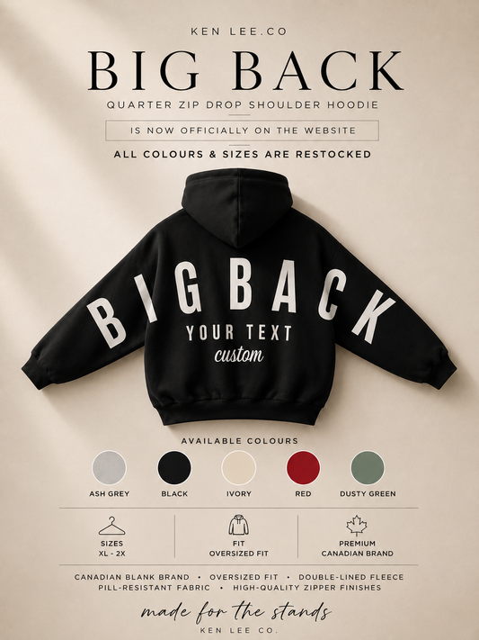 BIG BACK 1/4 ZIP DROP SHOULDER HOODIE