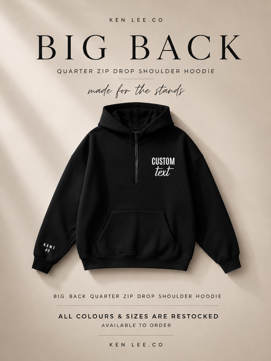 BIG BACK 1/4 ZIP DROP SHOULDER HOODIE