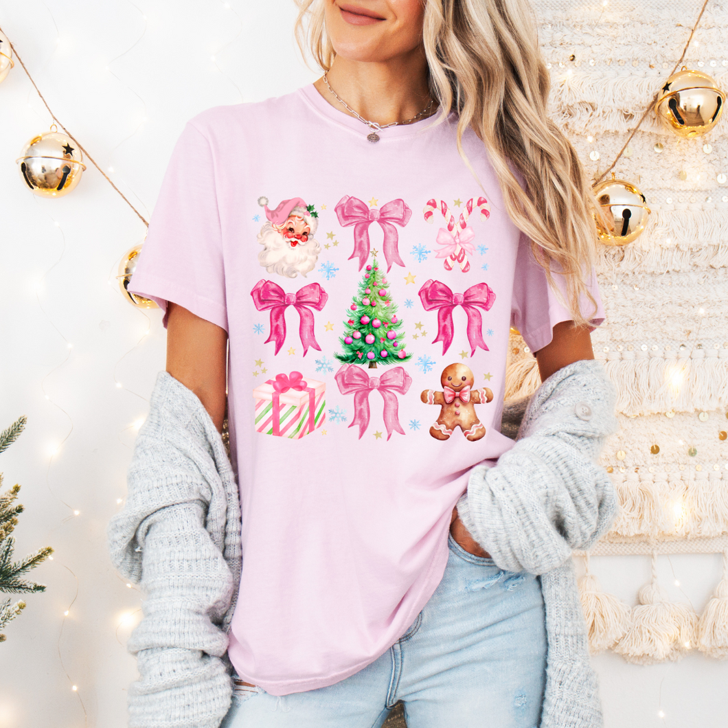 RETRO PINK COQUETTE CHRISTMAS TEE