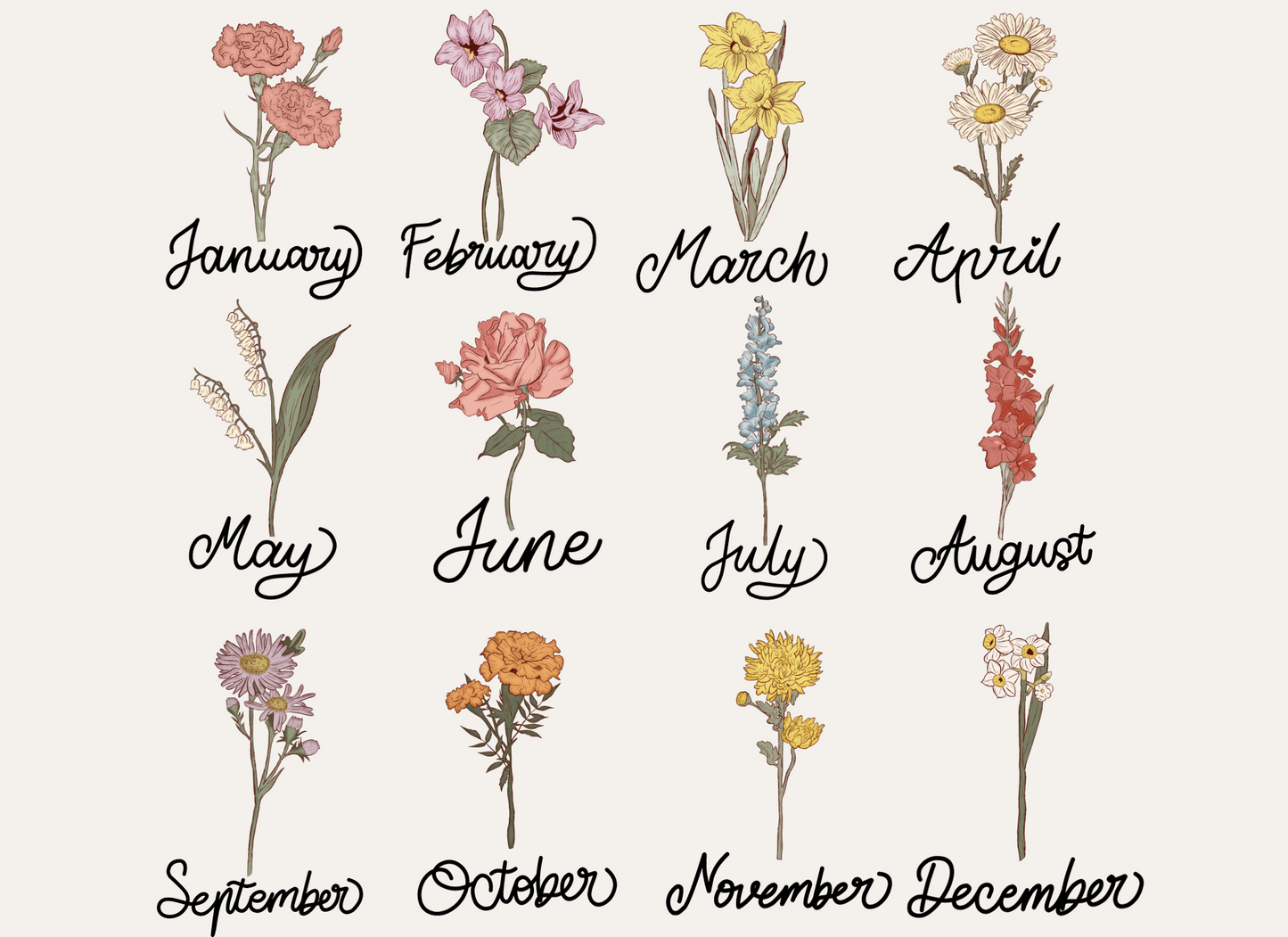 FLOWER BIRTH MONTH PILLOW COVER