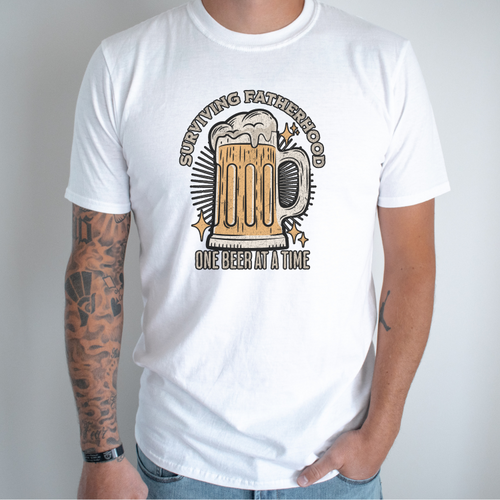 SURVIVING FATHERHOOD ONE BEER AT A TIME TEE