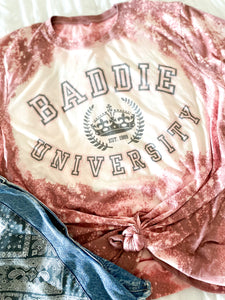 BADDIE UNIVERSITY BLEACHED TEE