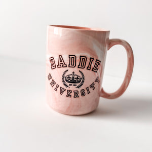 BADDIE UNIVERSITY PINK MARBLE MUG