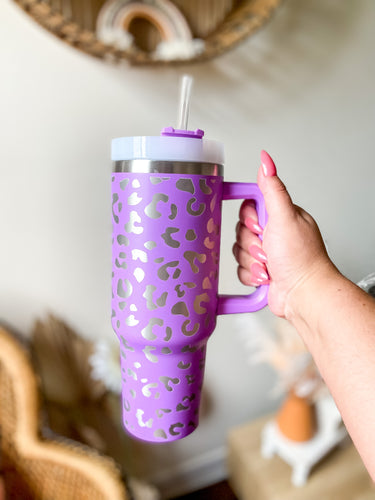 PURPLE LEOPARD 40OZ TUMBLER