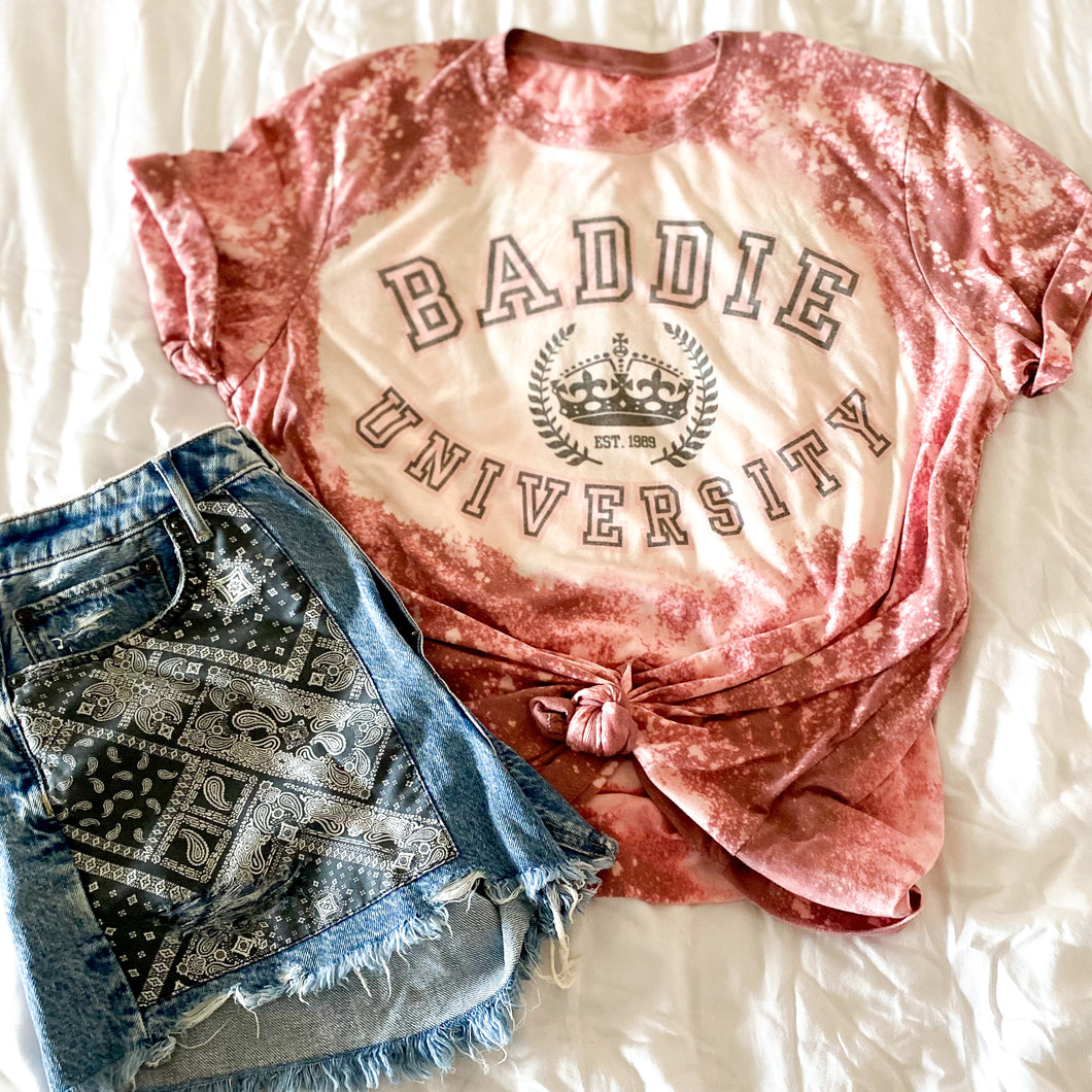 BADDIE UNIVERSITY BLEACHED TEE