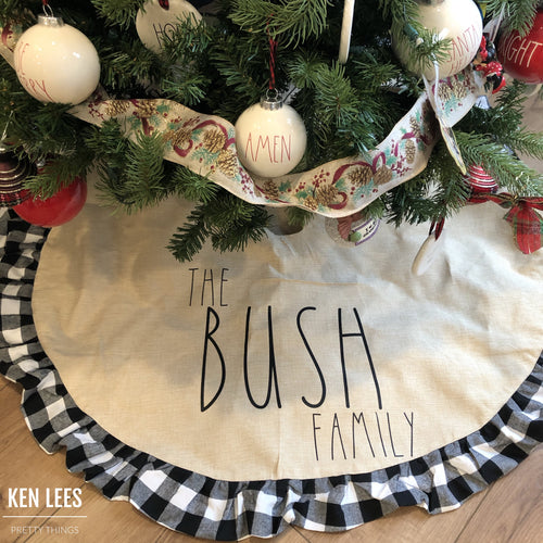 Custom Buffalo Plaid Burlap Tree Skirt